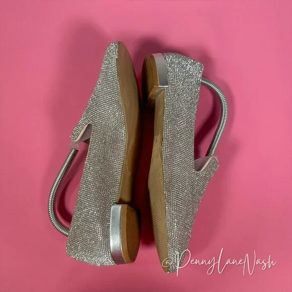 Steve Madden Smile Rhinestone Loafer Flats Silver Size 8M - Picture 13 of 16